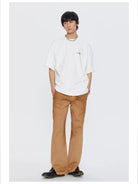 Simple Project Inverted Logo High Crew Tee in White - On Male Model