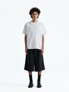 Nans 260g Combed Cotton Crew Neck Tee in White - On Model