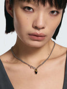 Blackhead Vinyl Wave Gradient Necklace in Silver - On Model