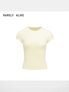 RARELY ALIKE Hourglass Cotton Crew Neck Tee in Cream