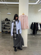 NeverSeez Plaid Pleated Skirt with Detachable Waist in Gray - On Model