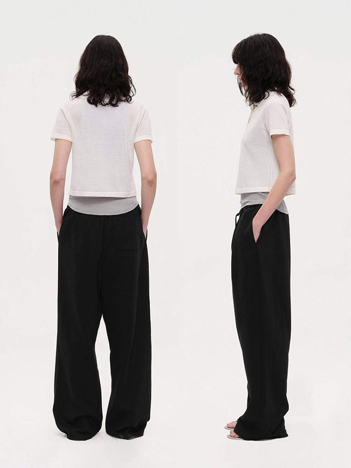 Rarely Alike Pure Wool Logo Jacquard Polo in White - On Model