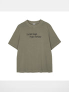 Simple Project Garment Dyed Slogan T Shirt in Olive