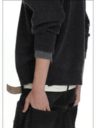 MasonPrince Mock Two Piece Wool Blend Sweater in Gray - On Male Model