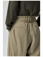 Simple Project Curved Leg Tencel Blend Trousers in Mint - On Model