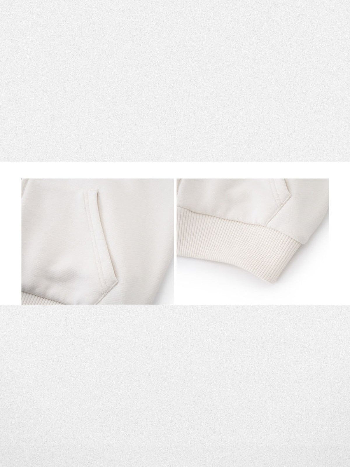 PUKI Cropped Cotton Blend Zip Hoodie in Cream - Detail