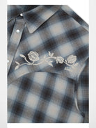 SOD Embroidered Plaid Western Shirt in Gray - Detail