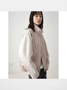 RandomPiece Color Block Cotton Blend Jacket in Pink - On Model