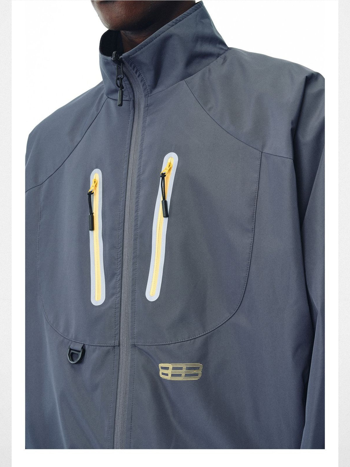 FPA Reversible Teflon Techwear Jacket in Navy Blue - On Male Model