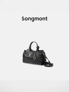 Songmont Mini Vegetable Tanned Leather Boston Bag in Black