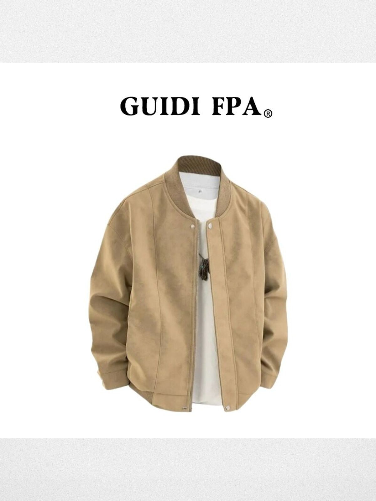 FPA Store Padded Faux Suede Bomber in Beige