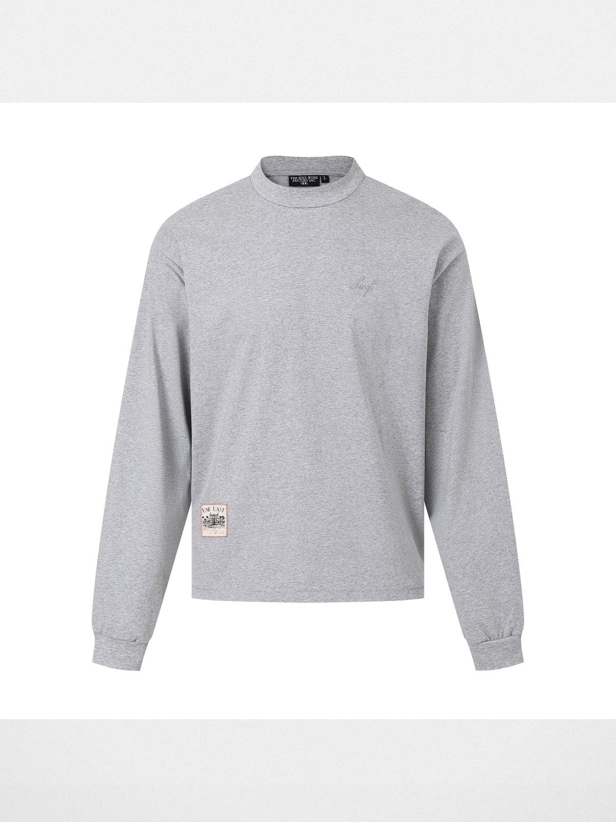 Swfi Heavyweight Embroidered Mock Neck Tee in Gray