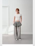 PUKI Open Back Bow Detail T Shirt in White - On Model