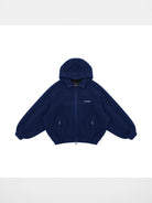 MasonPrince Contrast Logo Fleece Hooded Jacket in Navy Blue