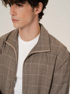 Retro 21 Silk Wool Plaid Double Zip Jacket in Brown - On Model