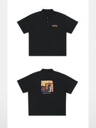 SOD Strip Poker Graphic Cotton Polo in Black