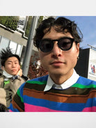 FUTURE UPDATE Round Acetate Sunglasses in Black - On Male Model