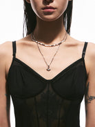 BLACKHEAD Double Layer Manta Ray Necklace in Silver - On Model