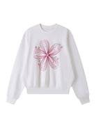 THELIGHT OFFICIAL Heavyweight Floral Rhinestone Sweatshirt in White