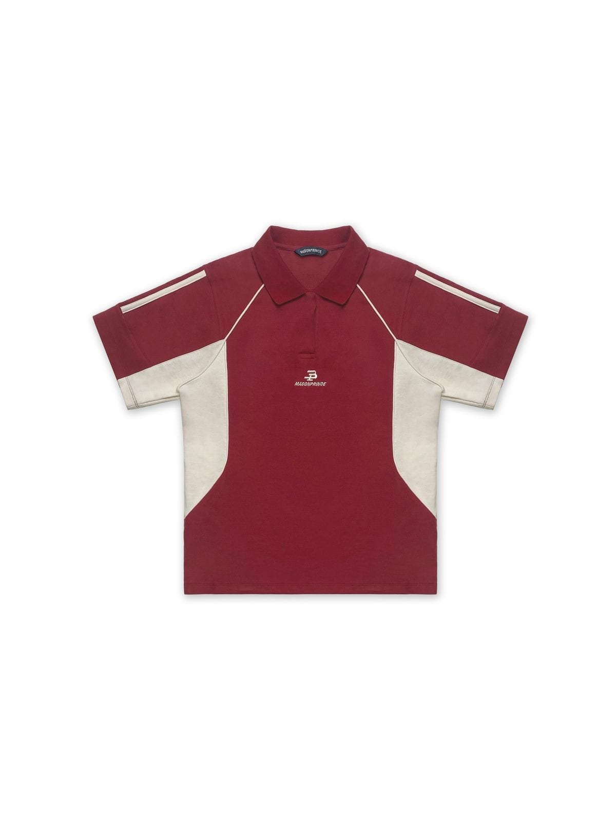 MasonPrince Contrast Panel Knit Polo in Burgundy