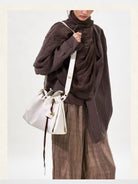 Songmont Slouchy Nappa Leather Tote in White - On Model