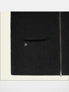 FaxCopyExpress Ribbed Wool Yak Zip Cardigan in Black - Detail