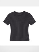 Simple Project Distressed Ribbed Knit Top in Black