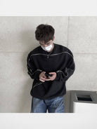 Roolrren Homme Heavyweight YKK Zip Sweatshirt in Black - On Model