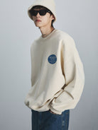 NANS Heavyweight Cotton Terry Crewneck in Cream - On Model