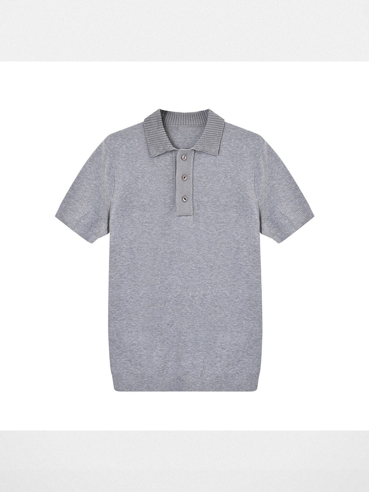 Roolrren Homme Mercerized Cotton Knit Polo in Gray
