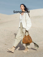 Songmont Suede Baina Hobo Bag in Brown - On Model