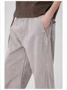 Simple Project Belted Twisted Leg Jeans in Purple - On Model