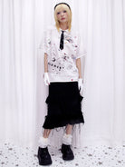 CFIERCE Sticker Print Polo with Embroidered Tie in White - On Model