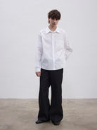 AFterTaste Double Collar Cotton Shirt in White - On Model