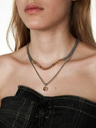 BLACKHEAD Two Tone Spliced Chain Necklace in Gray - On Model