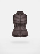 RARELY ALIKE Cinched Waist Down Vest in Brown