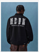 MEDM Lace Appliqu Detroit Jacket in Black - On Male Model