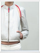RARELY ALIKE Detachable Sleeve Nylon Jacket in Gray - On Model