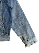 UNKNOWNWORLD Heavy Distressed Denim Jacket in Blue - Detail