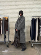 NeverSeez Boucl Wool Duffle Coat in Gray