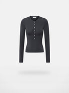 Alright Then Slim Wool Blend Henley Top in Gray