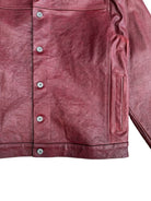 UNKNOWNWORLD Distressed Scarlet Leather Jacket in Red - Detail