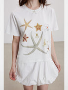 THELIGHT OFFICIAL Starfish Rhinestone T Shirt in White - On Model