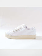 Soda Trendy Goods Italian Leather Tennis Sneakers in White/Ecru