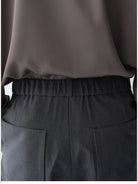 ROYA Semi Elastic Waist Trousers in Gray - Detail