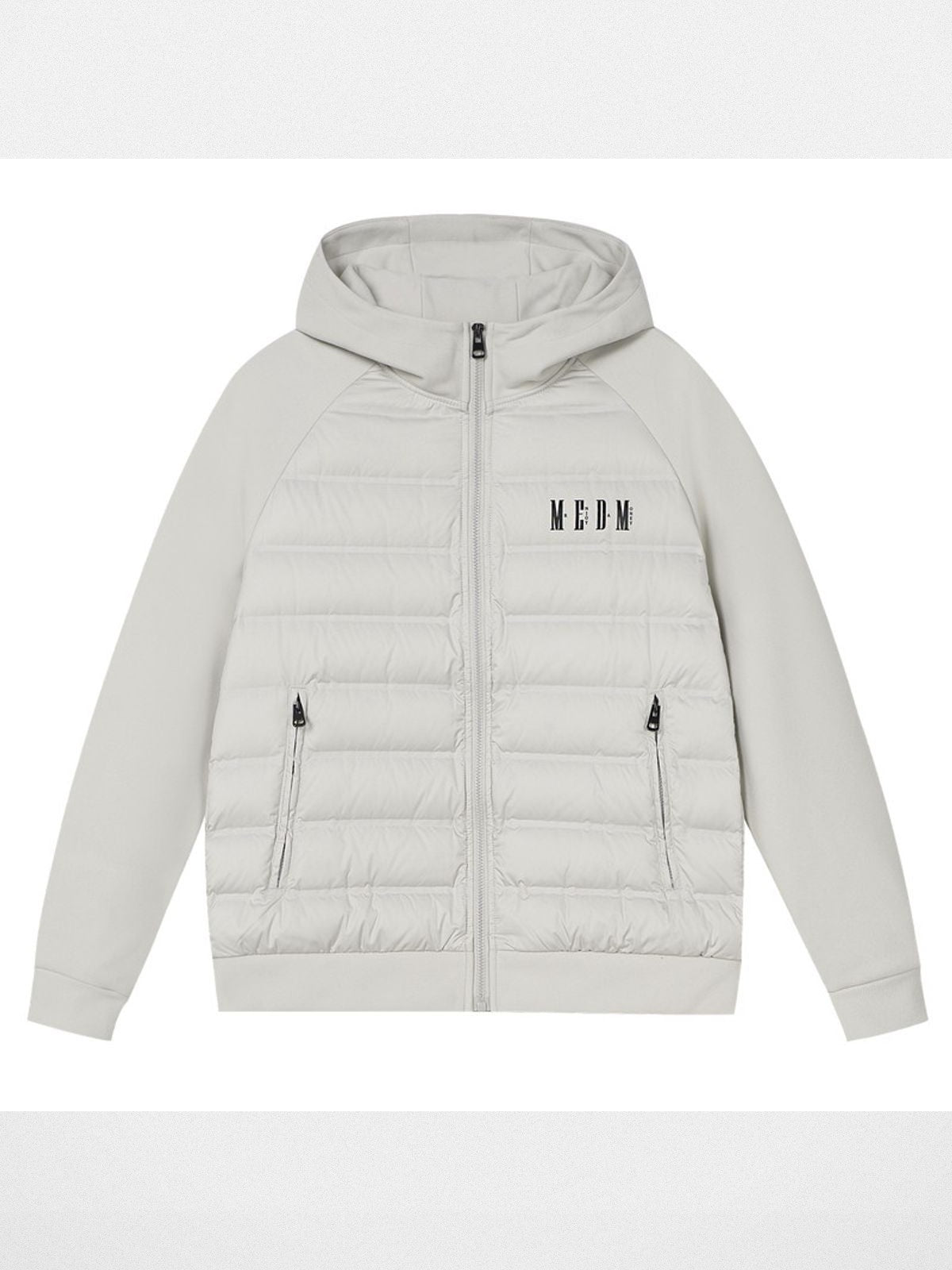 MEDM Hooded Goose Down Raglan Puffer in Gray