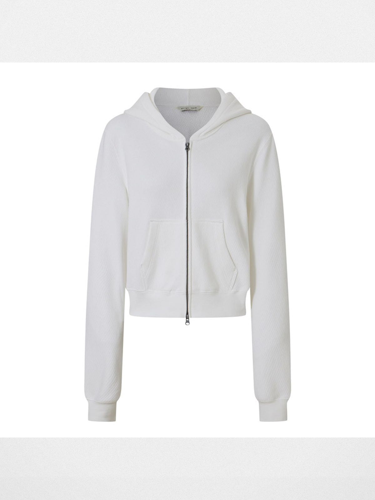 alright then Cotton Double Zip Cropped Hoodie in White