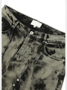SOD Hand Tie Dye Distressed Straight Jeans in Gray - Detail