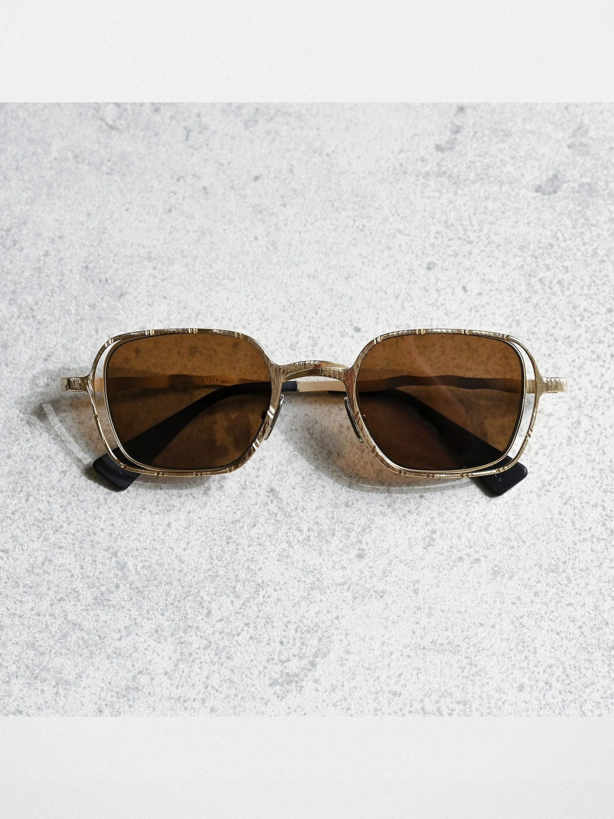 FUTURE UPDATE Hammered Titanium Sunglasses in Yellow