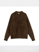 Simple Project Brushed Wool Blend Cardigan in Brown